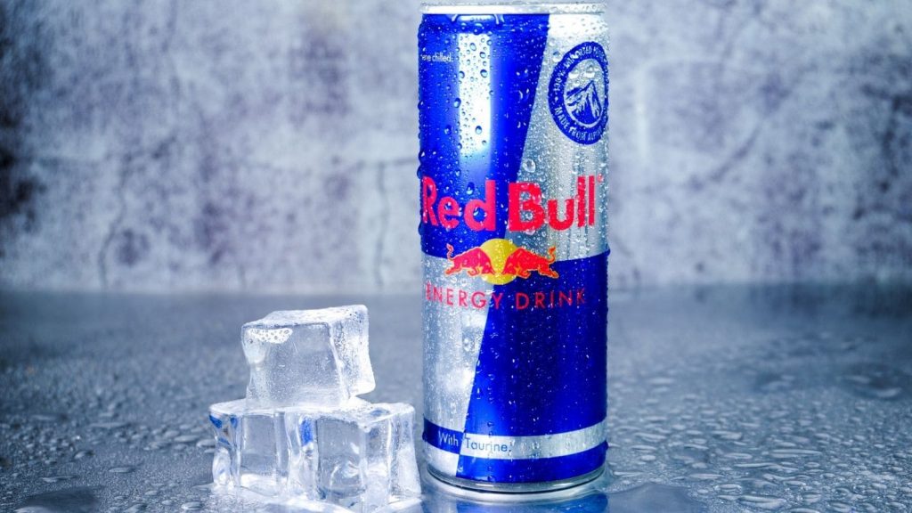 Red Bull with ice cubes